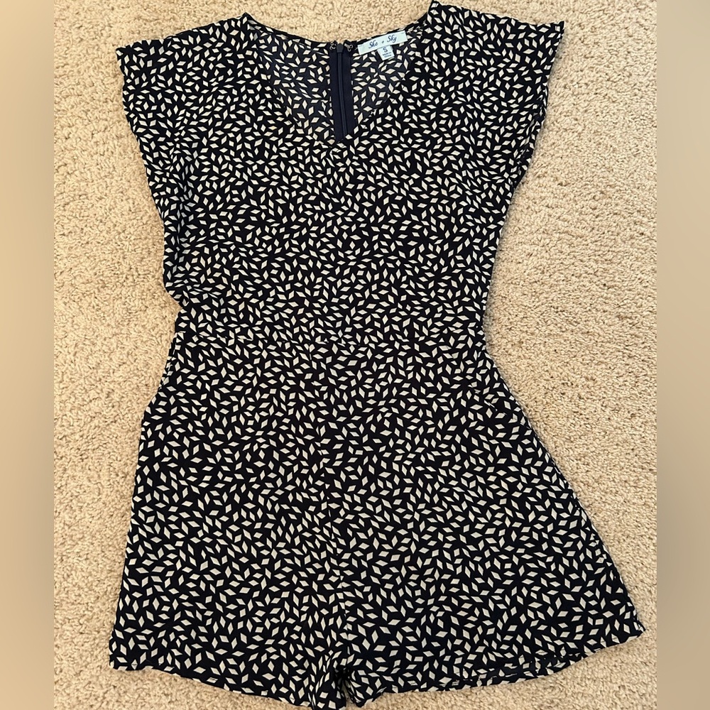 She + Sky navy and beige romper